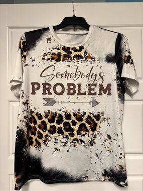 Somebody's Problem Leopard Graphic Tee - White, Black, Brown